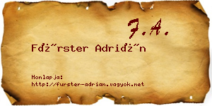 Fürster Adrián névjegykártya